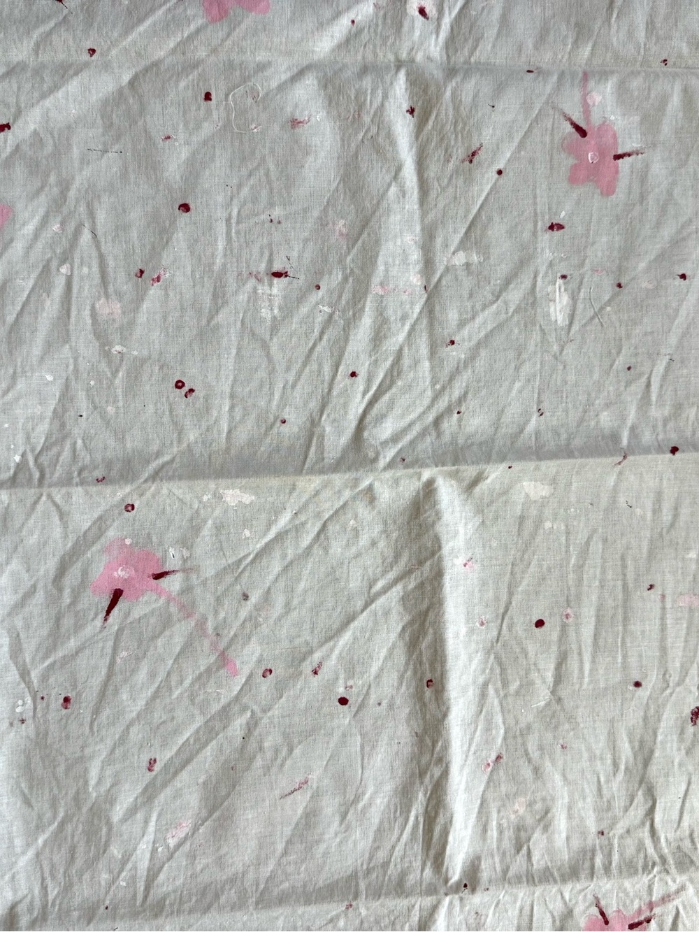 Hand painted fabric flowers scarf with splashes of paint
